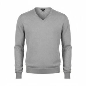 Phenix 100% Cashmere V Neck Sweater Pullover Long Sleeve Heather Grey Large
